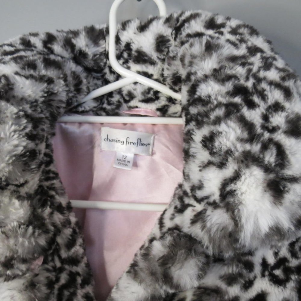 CHASING FIREFLIES - FAUX FUR - ANIMAL PRINT JACKET - SIZE 12 - Picture 4 of 5